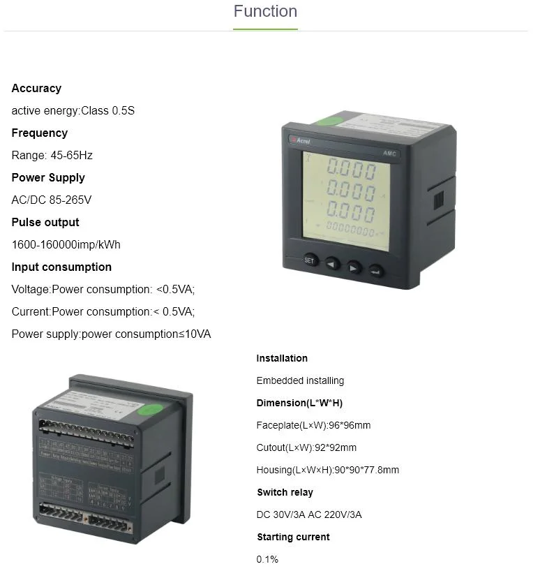 Acrel Amc96L-E4/Kc Multifunction Digital AC Current Power Voltage Meter Ammeter Voltmeter