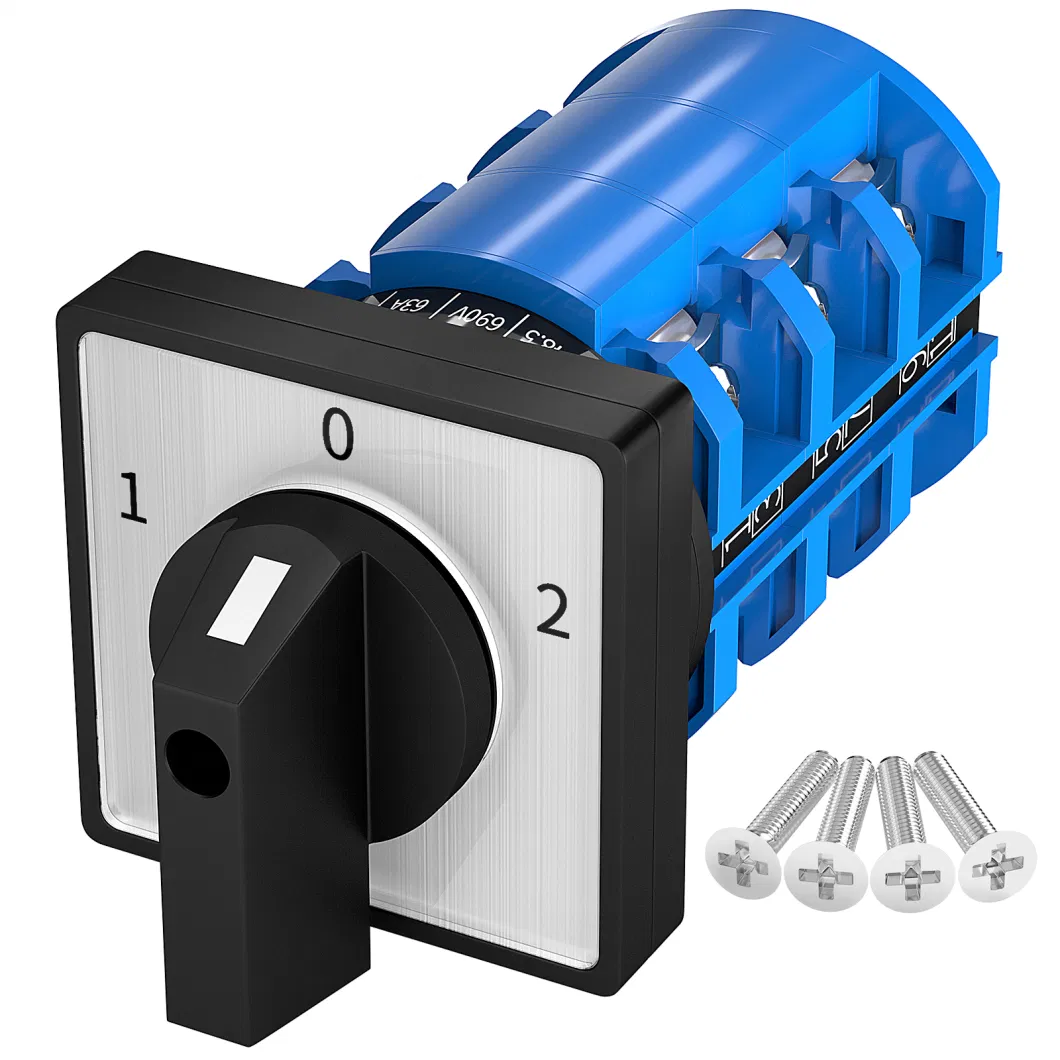 Rotary Switch 3 Position Selector Switch 12 Terminals 63A 690V AC on/off/on Changeover Switch Latching Universal Switch Selector