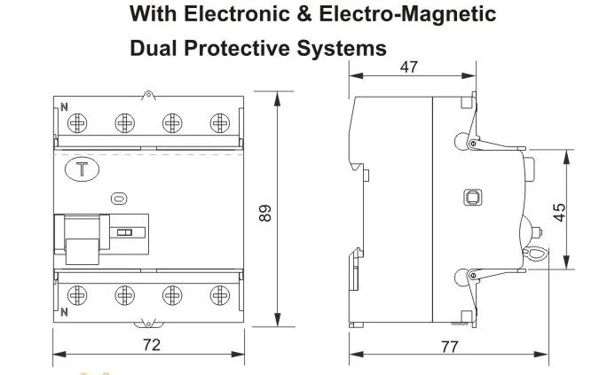 2023 New Comming 10ka Type B 2p 4p 100/300 Ma RCCB ELCB Price AC 63A Residual Current Circuit Breaker RCCB/RCD