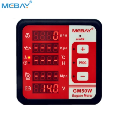 Mebay Medidor de Motor Digital Rpm Temperatura del Agua Presión de la Bomba de Agua Presión del Aceite Voltaje de la Batería Medidor de Horas GM50W