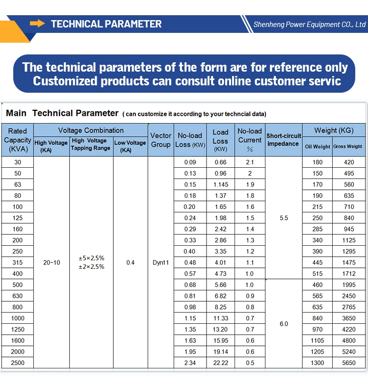 11kv /500kVA Three Phase Outdoor Type Power Distribution Electrical Transformer Oil Immersed Transformer