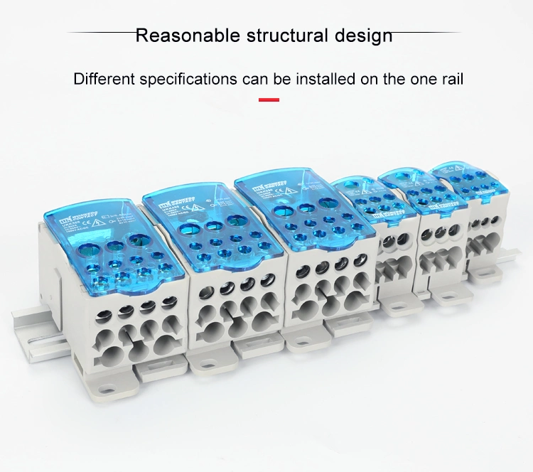 Ukk 160A Screw Wire DIN Rail Mounted Terminal Power Distribution Block