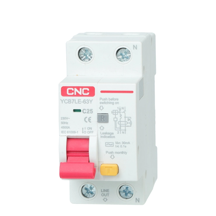 Ycb7le-63y 1p+N 230V 16A 25A 32A 63A AC Residual Current Breaker Operator Electronic RCBO