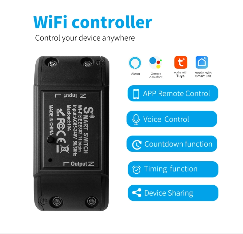 Tuya WiFi Smart Switch Wireless Controller Universal Breaker Timer Remote Control Works with Alexa