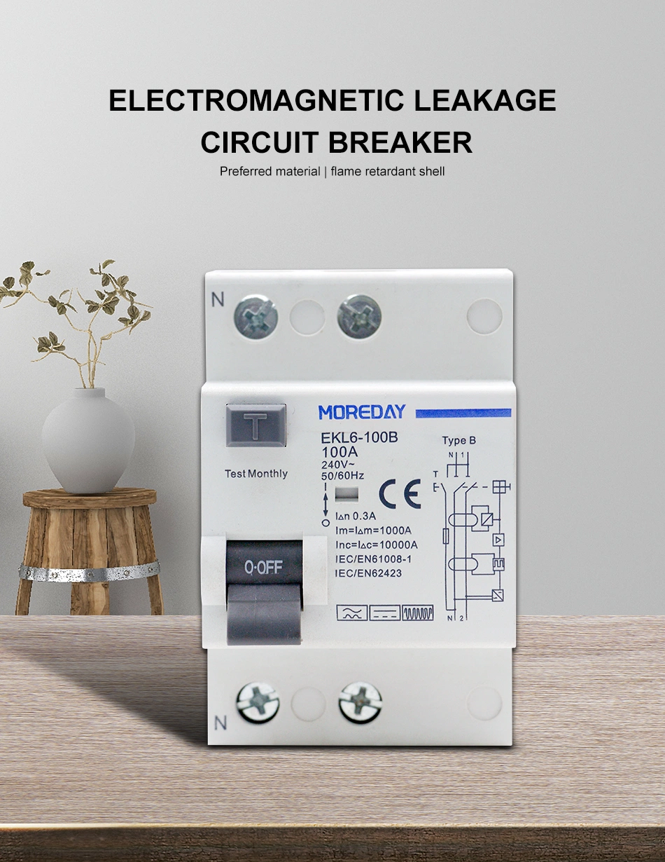 63A Type B RCD Circuit Breakers RCCB RCD Residual Current Device for Electrical Equipment EV Charger Solar Panel