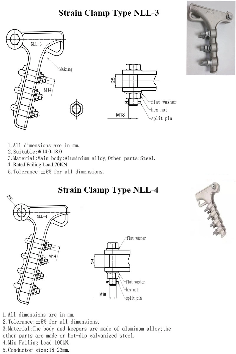 Strain Anchoring Dead End Fiber Cable Tension Clamp with Plastic Pole Line