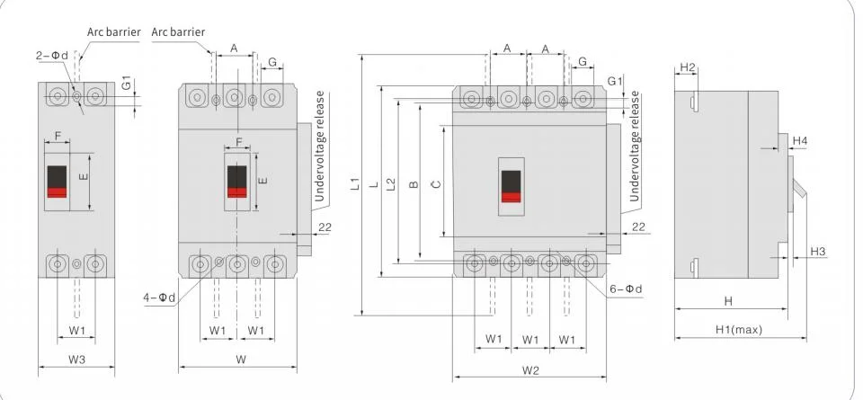 MCCB Circuit Breakers 63A-800A 2p 3p 4p 400V/690V Electric Moulded Case Circuit Breakers