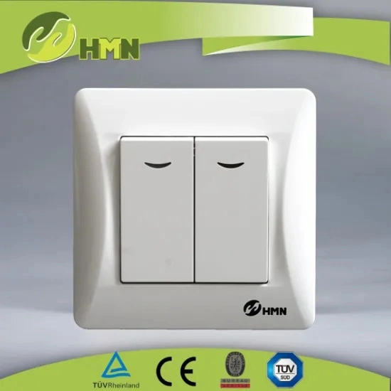 TUV CE Certified European Standard PC Material Flush Mounted Home Switch 10A Press Button Electrical Wall Switch With Indicator