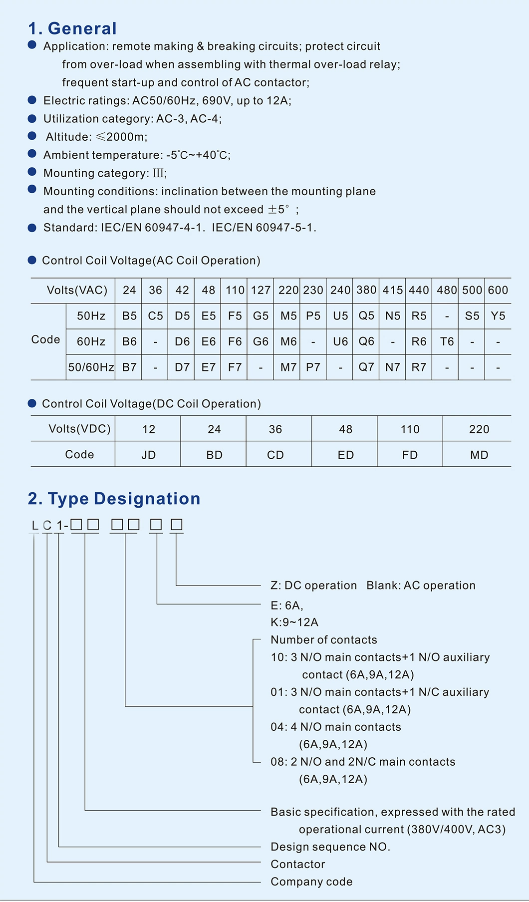 Jlc1-K Mini AC Contactors with Current 6~20A