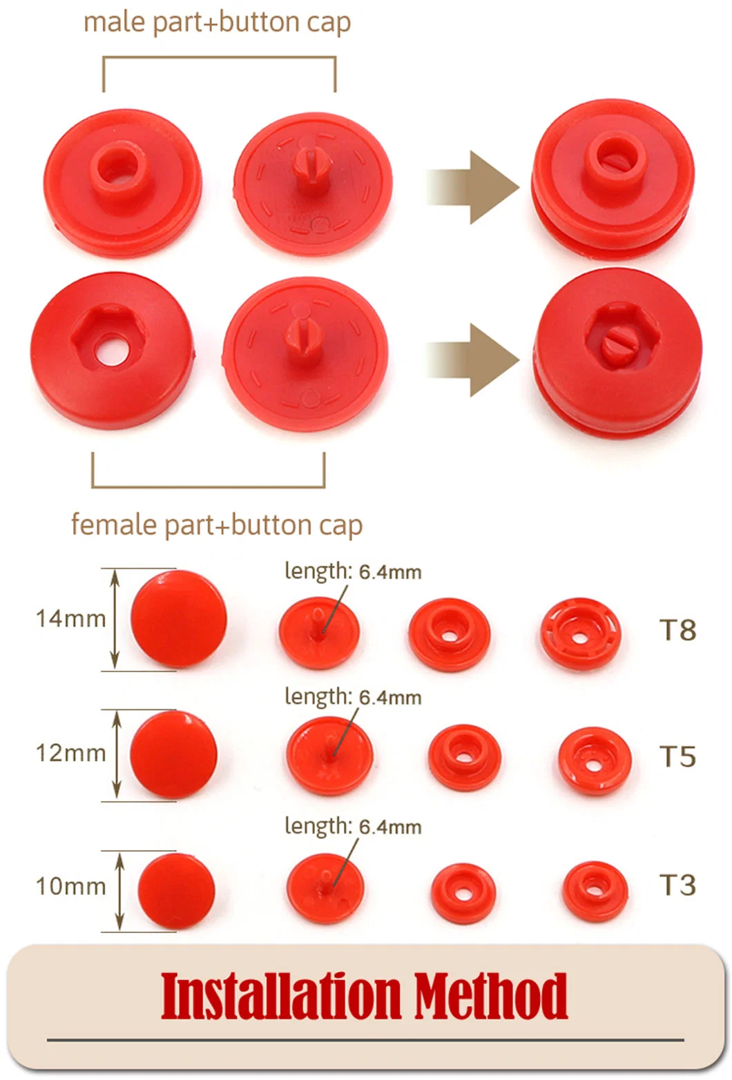 Factory Wholesale Colorful T3/T5/T8 Plastic Press Snap Button POM Snaps