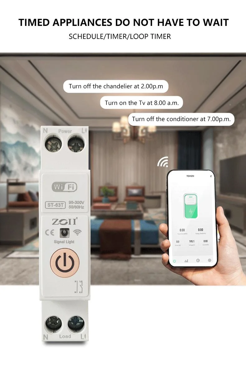 Hot 220V Tuya Smart Home MCB WiFi Smart Circuit Breaker Remote Control Energy Meter