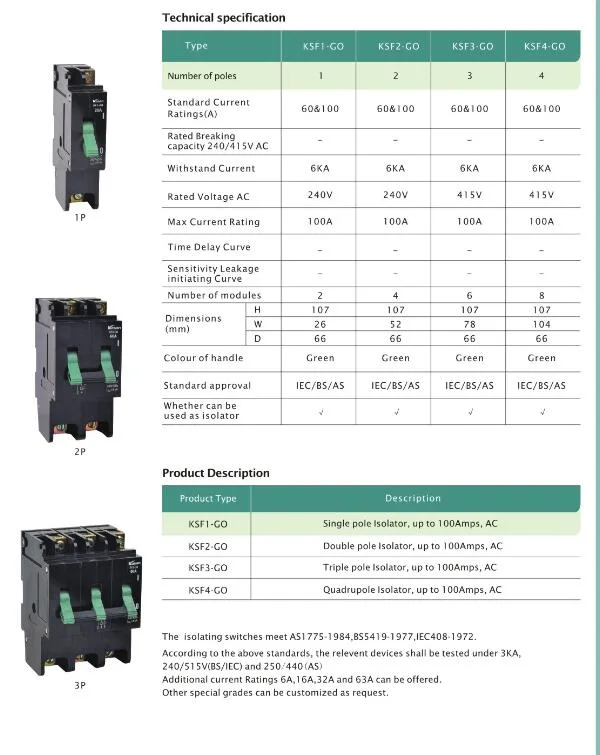 63A New Type QA Cbi Isolator Switches