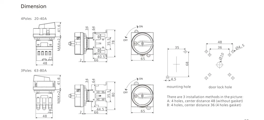 690V 20A 32A 40A 60A 80A Enclosure Box AC Isolating Switch