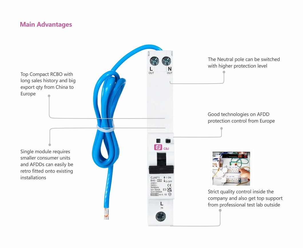 Low Voltage Afdd Arc Fault Detection Device RCBO Circuit Breaker