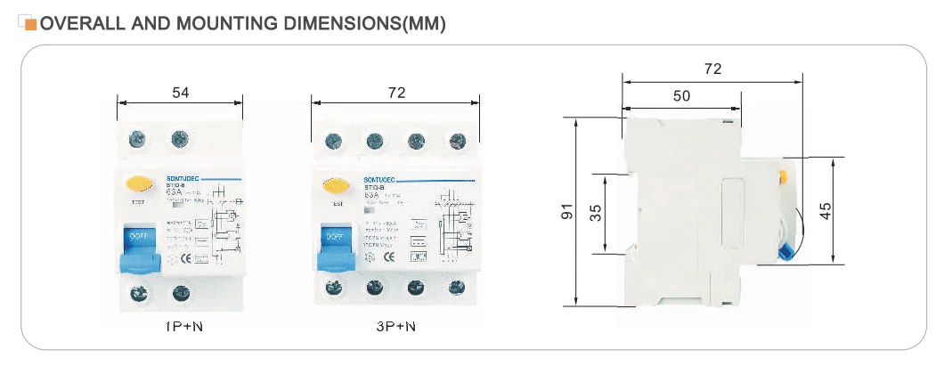 Recharge Station Protection Switch B Type RCCB Residual Current Circuit Breaker RCD