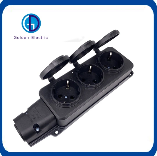 220V 2pin IP54 Waterproof Connectors AC Power with Cover Wireless Extension 3 Outlets Power Strip 16A 3500W