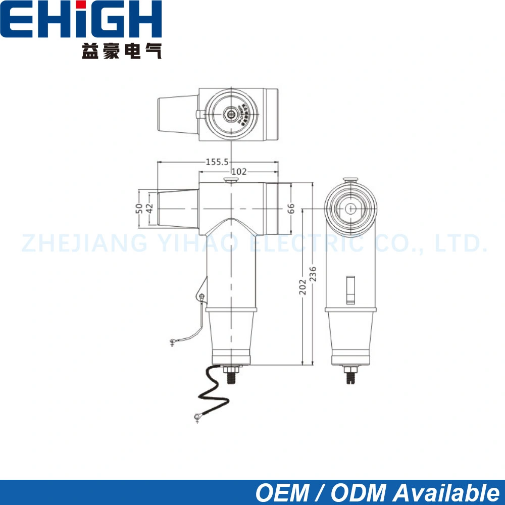 15kv/630A EU Type Rear Connector with Lighting Arrester Surge Arrester Connector