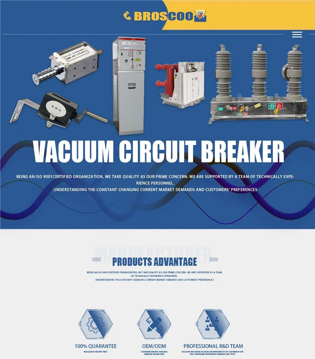 11kv Vcb Vs1 12kv 630A 1250A Handcart Type 210mm Gray Modular Mechanism Solid Vacuum Circuit Breaker