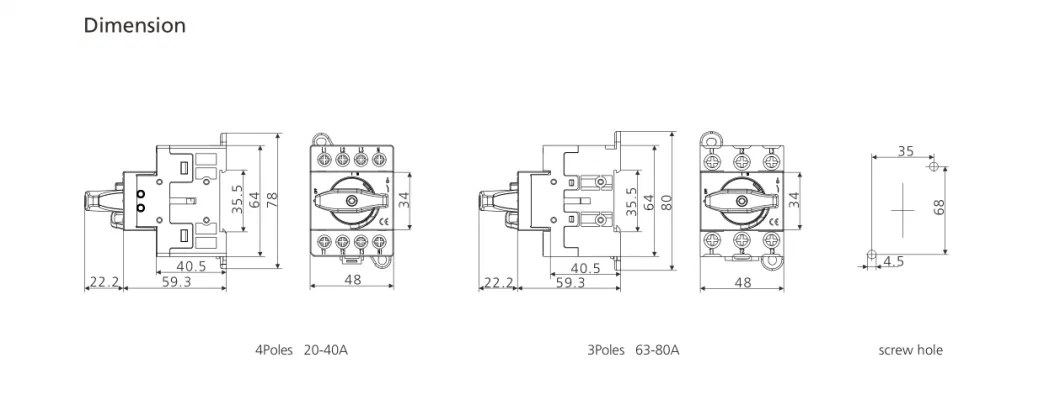 690V 20A 32A 40A 60A 80A Enclosure Box AC Isolating Switch