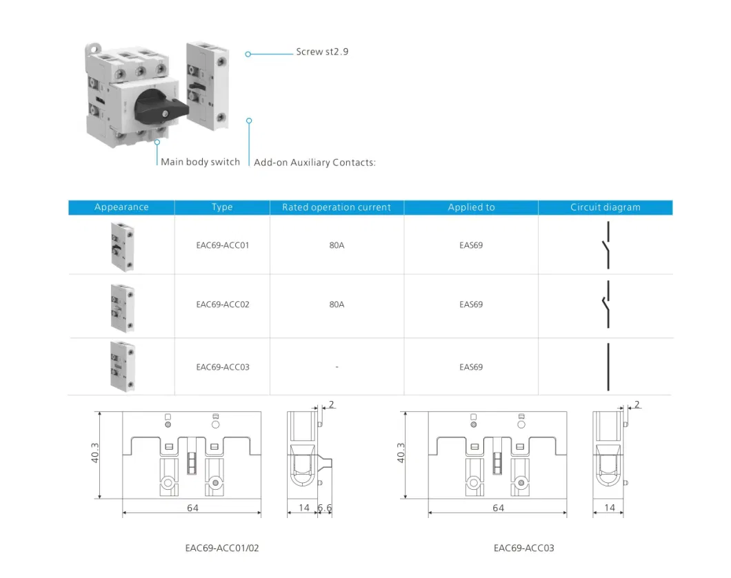 690V 20A 32A 40A 60A 80A Enclosure Box AC Isolating Switch