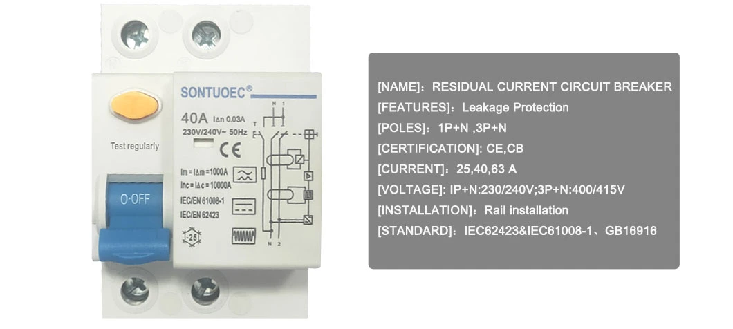 Recharge Station Protection Switch B Type RCCB Residual Current Circuit Breaker RCD