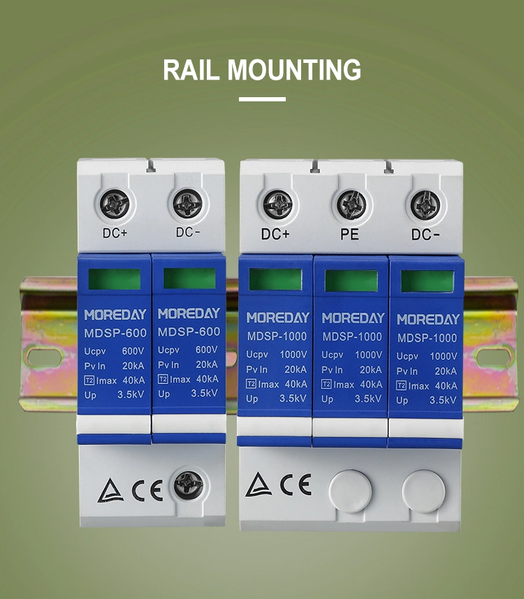 CE TUV Solar PV 20ka 40ka 2 Pole 2p DC 1000V 1500VDC Dps SPD Surge Protector Protection Arrester Surge Protective Device