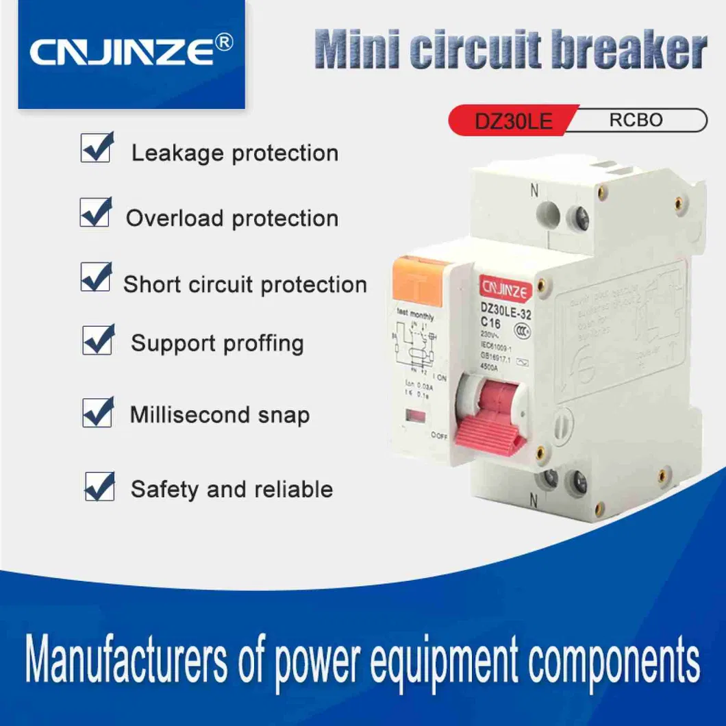 Jinze RCBO Dz30 Le Residual Current Circuit Breaker with Over Current and Leakage Protection