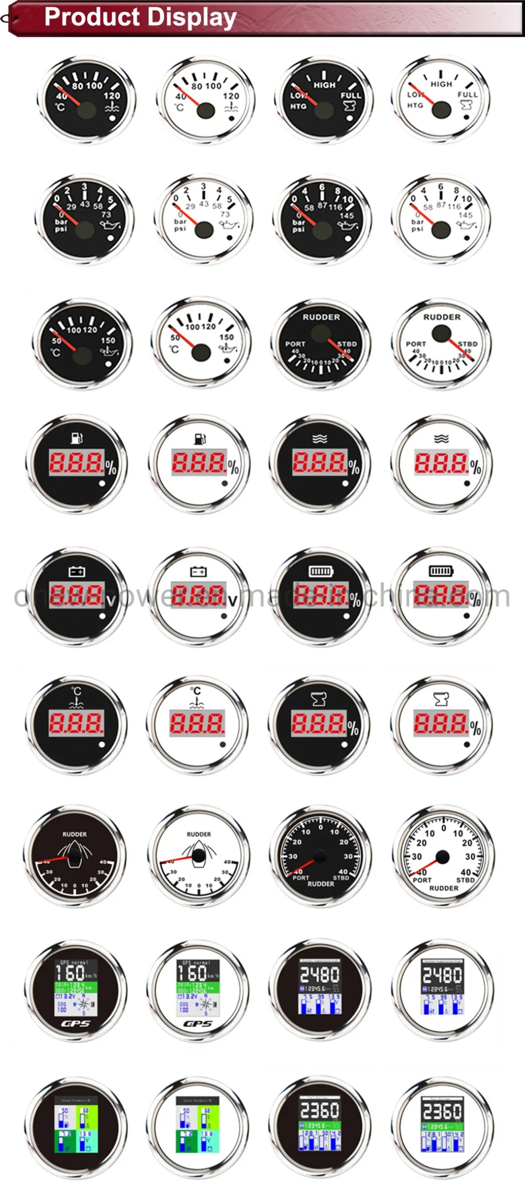 Waterproof Gauges 52mm Reminder LED Voltmeter Gauge Battery Power Charge Voltage Meter