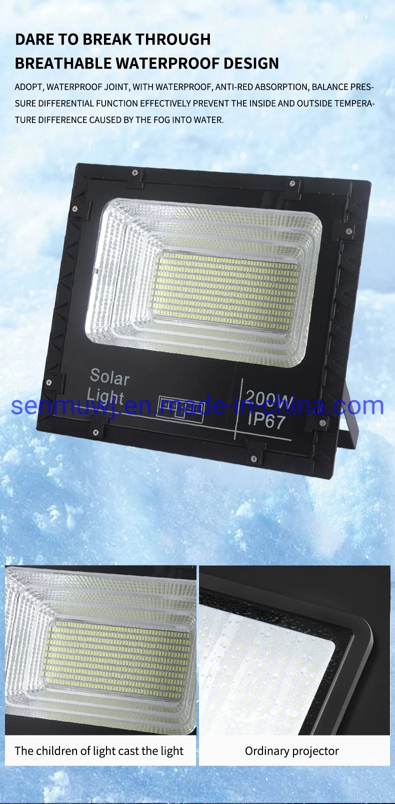 Aluminum IP67 Solar LED Outdoor Light 25W~200W with Power Indicator