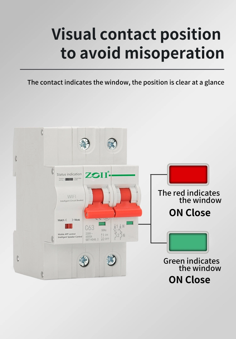 Zoii DIN Rail Tuya WiFi Smart Circuit Breaker 2p Leakage Current Protection