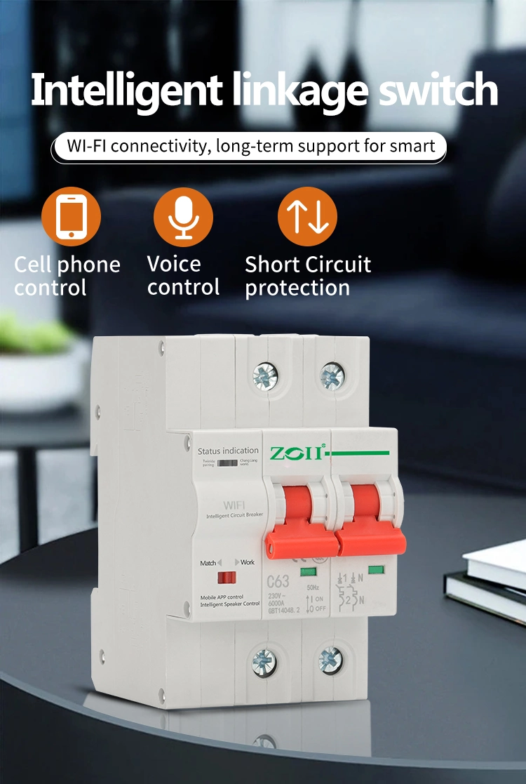 Zoii DIN Rail Tuya WiFi Smart Circuit Breaker 2p Leakage Current Protection