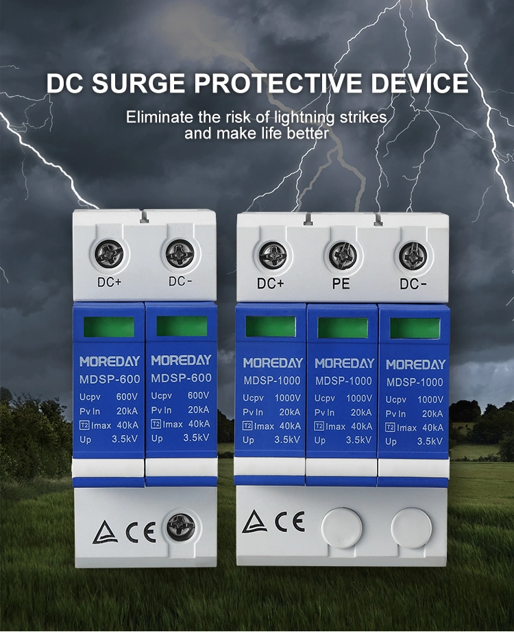 CE TUV Solar PV 20ka 40ka 2 Pole 2p DC 1000V 1500VDC Dps SPD Surge Protector Protection Arrester Surge Protective Device