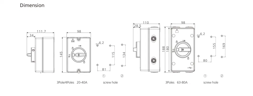 690V 20A 32A 40A 60A 80A Enclosure Box AC Isolating Switch