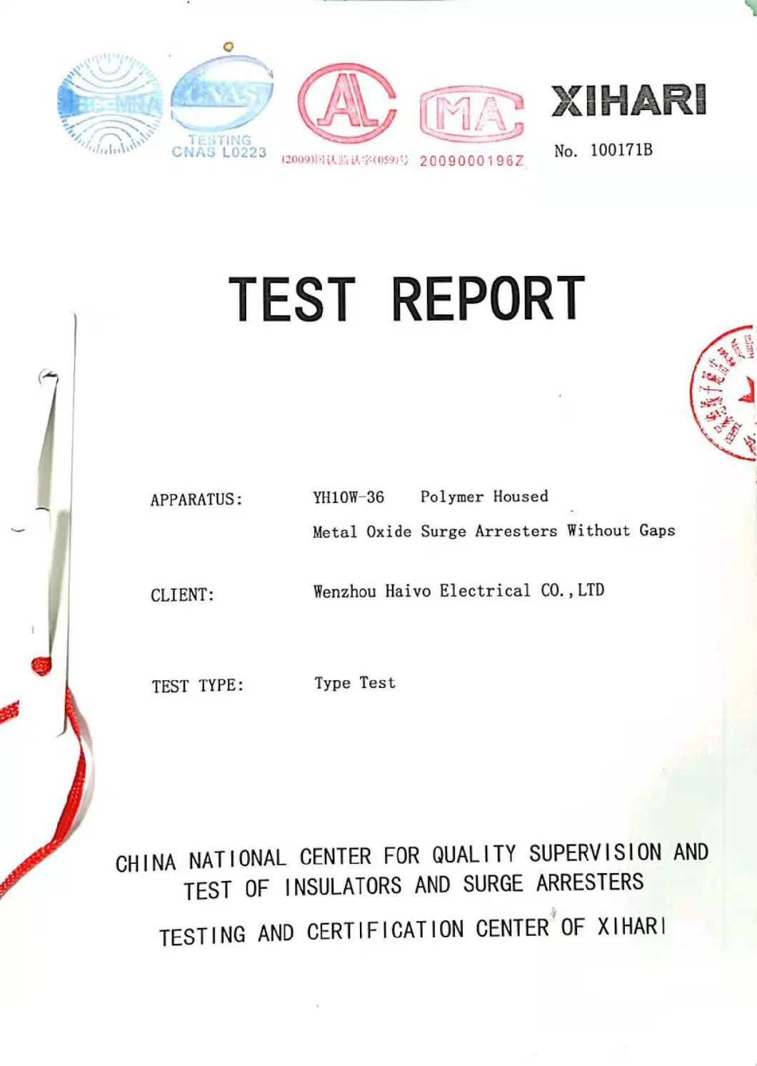 9kv Polymer Housing Oxide Zinc Surge Arrester on Transmission Line