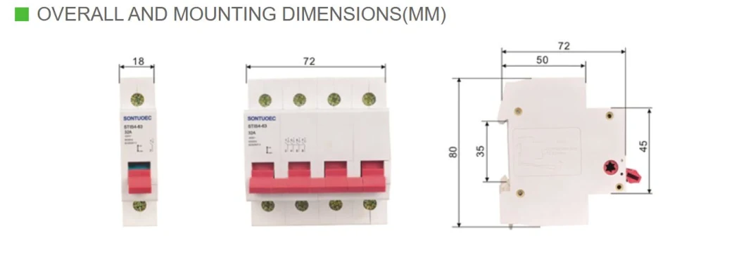 1p 125A Transfer Disconnector Switch Isolating MCB Module Isolator Switch