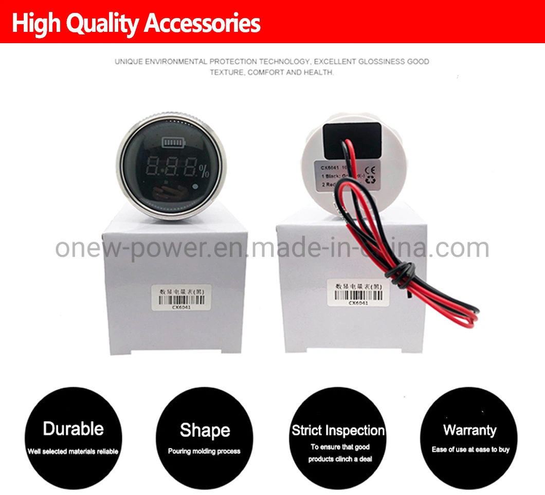 Waterproof Gauges 52mm Reminder LED Voltmeter Gauge Battery Power Charge Voltage Meter