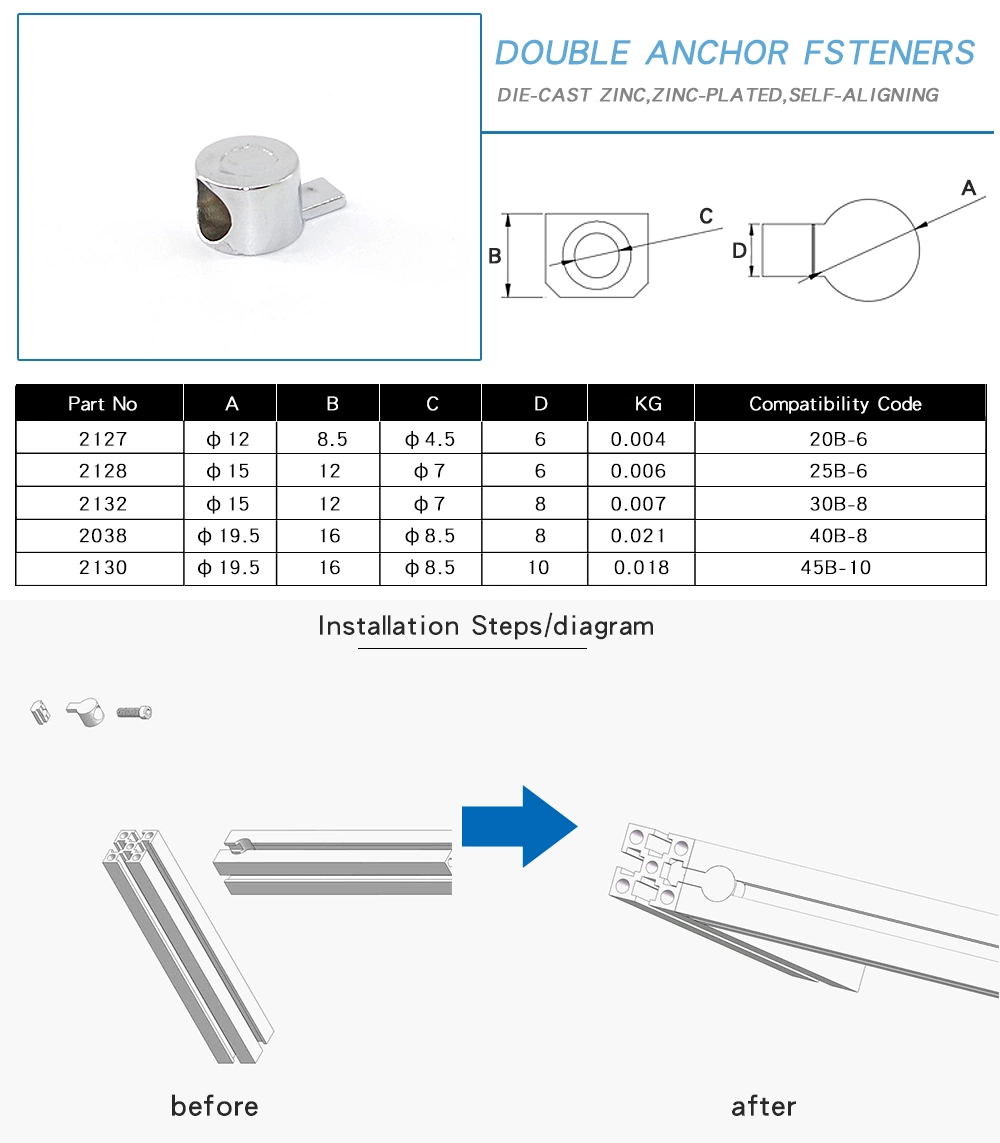 20b-6 Double Anchor Fasteners Bracket for Industrial Door Window Fence and Machine