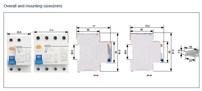 Type B 4p 63A Semko, CB, CE Certified Residual Current Circuit Breaker