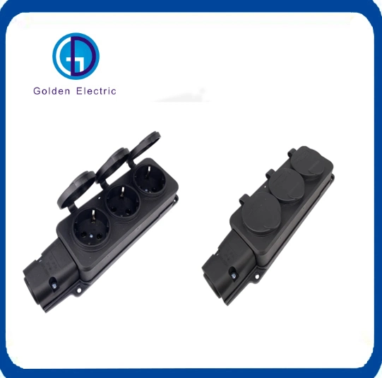 220V 2pin IP54 Waterproof Connectors AC Power with Cover Wireless Extension 3 Outlets Power Strip 16A 3500W