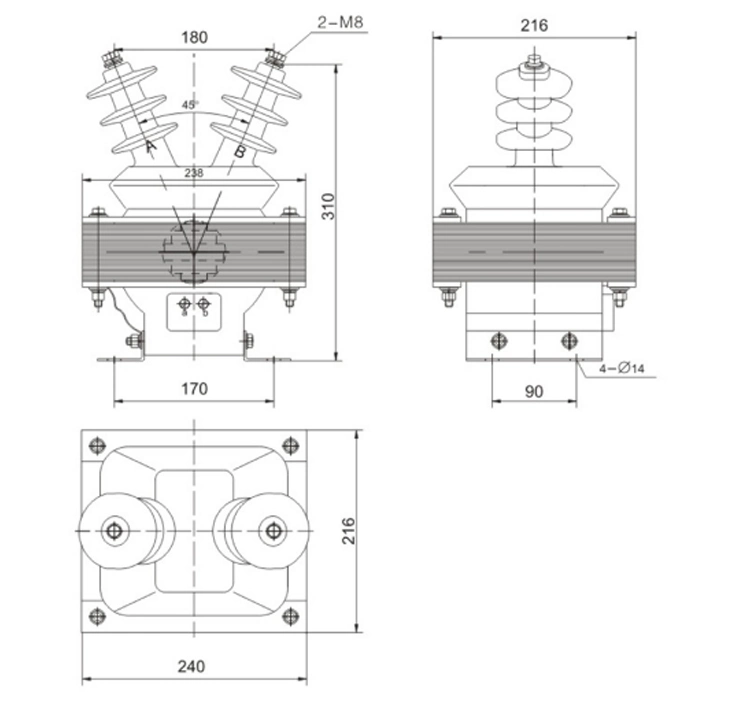 10kv Resin Cast Medium / High Voltage Outdoor Voltage Transformer