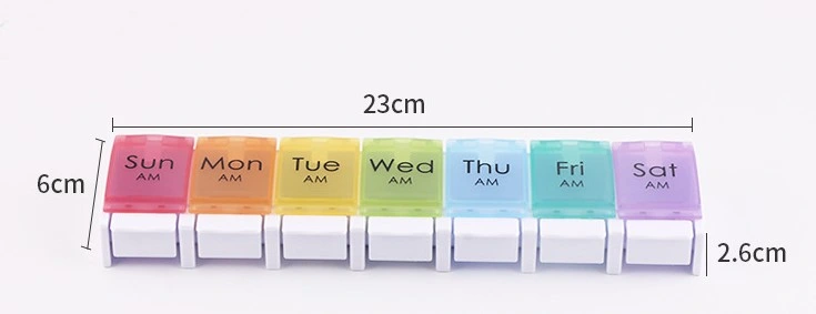 Pill Organizer, 7 Day Medicine Organizer Easy Push Button 7 colorful Lid Daily Pill Box Organizer Cases for Vitamin Fish Oil Medication Suppleme