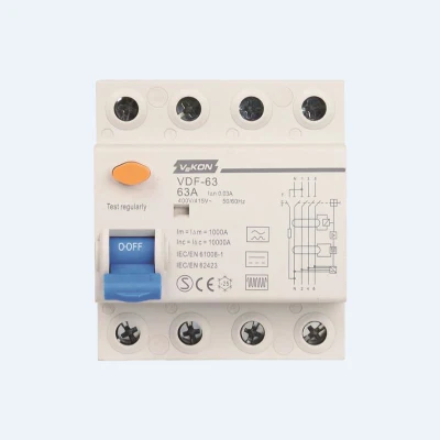 Interruttore automatico di corrente residua certificato CE, tipo B 4p 63A SEMKO, CB