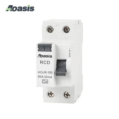 Vendita a caldo AOASIS Aolr-100 2poli 1p+N RCD AC 230V 6ka Dispositivo di corrente residua elettromagnetica