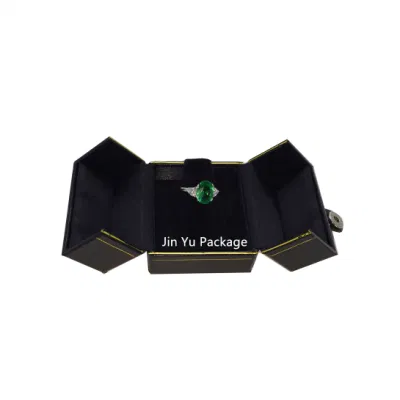 Black retro Ring Gioielli Confezione regalo scatola con bottone