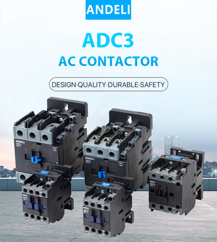 Andeli Contactor ADC3-09 9A 220V/380V Single Phase Contactor Double Auxiliary Contact