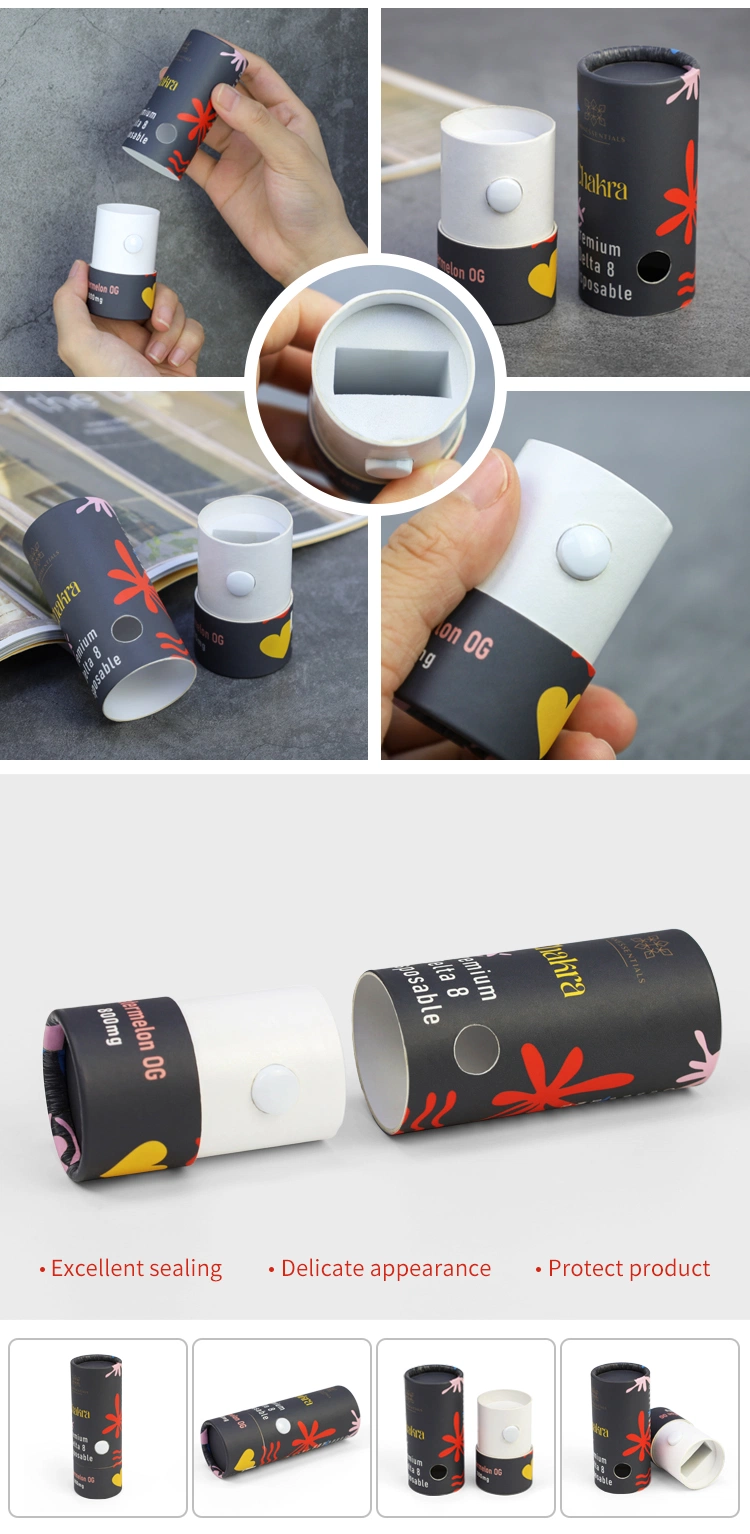 Firstsail Recyclable Paper Tube Preroll Disposable Lip Balm Container Gift Cylinder Packaging Box with Button