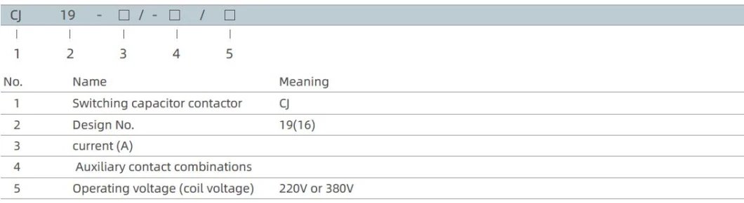 380V Cj19 Series Switching AC Capacitor Contactor