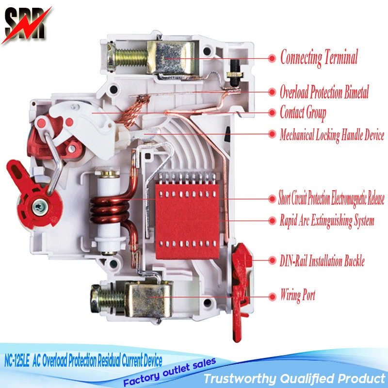 Nc-125le AC63A, AC80A, AC100A, AC125A Overload Protection Residual Current Device (RCD/RCBO)