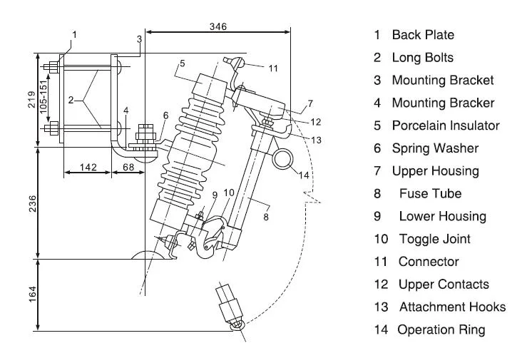 High Voltage Polymeric Outdoor Expulsion Drop-out Distribution Porcelain Fuse Cutout Series