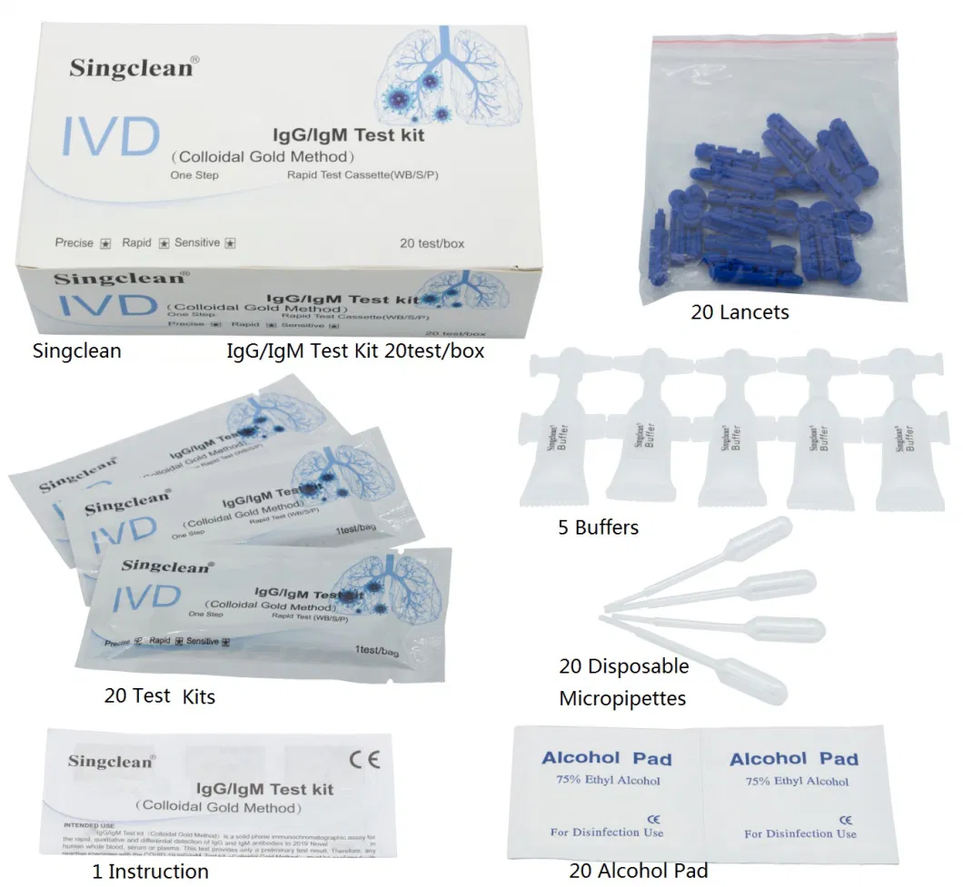 Singclean Igm/Igg Antibody Rapid Test Kit Strip/Device